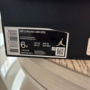 Nike Air Jordan 1 Mid GS Black/White/Red Sneakers